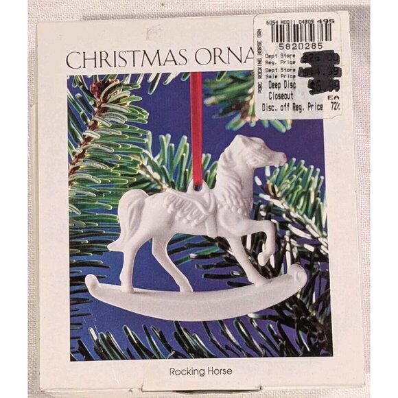 Christmas Ornament Hutschenreuther Horse Rocking Flugel White Biscuit Porcelain - Picture 14 of 14